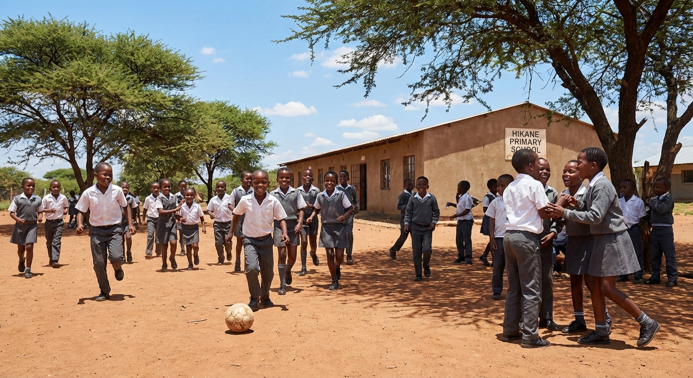 Hikane Primary School learners in the schoolyard