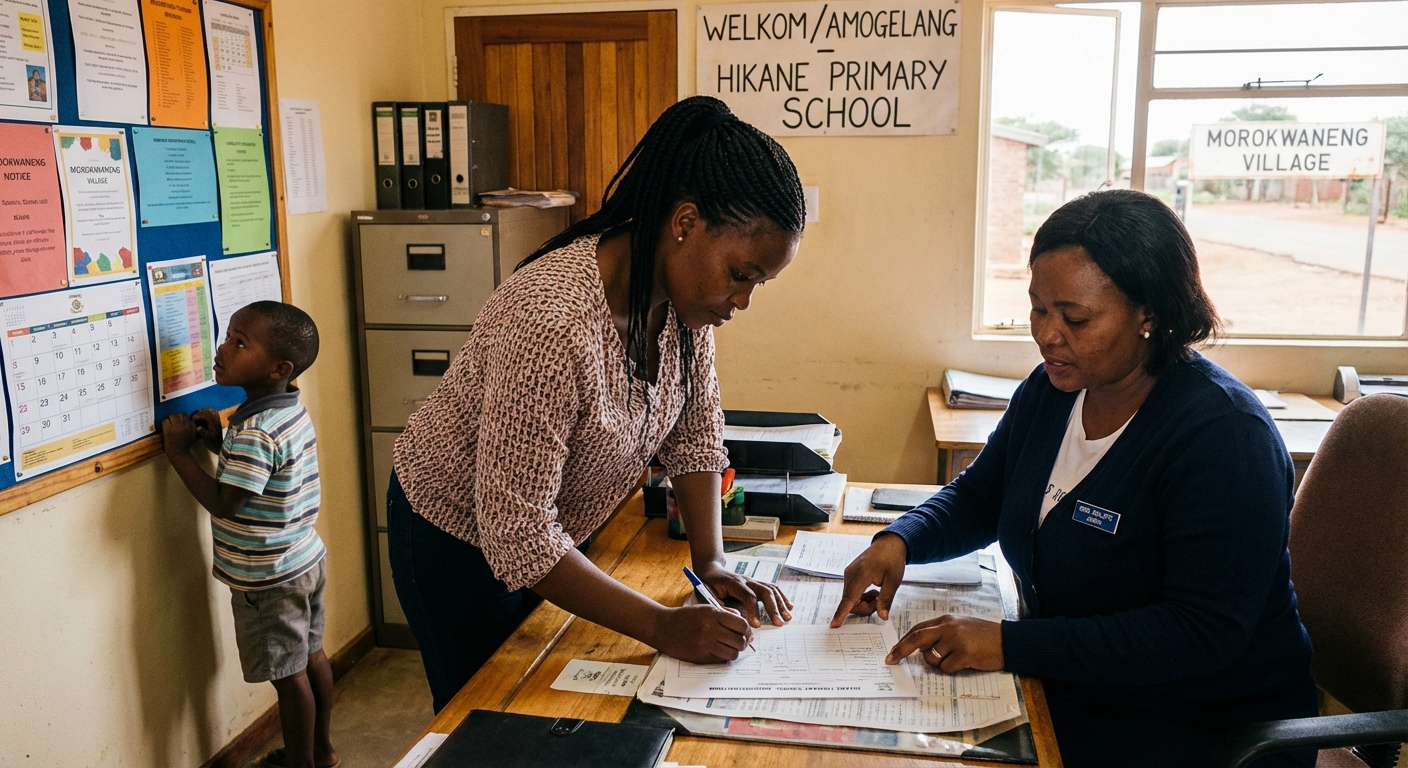 New learners registering at Hikane Primary School