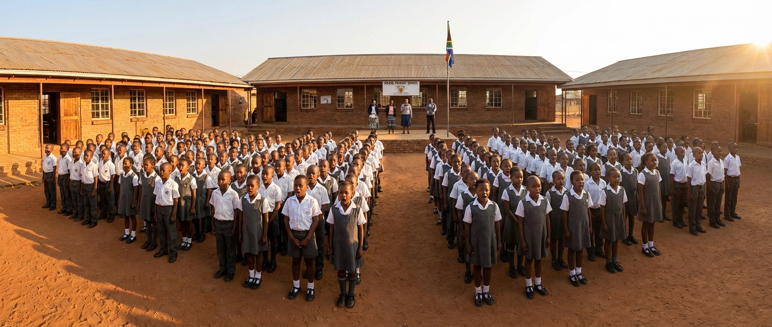 Morning assembly at Hikane Primary School