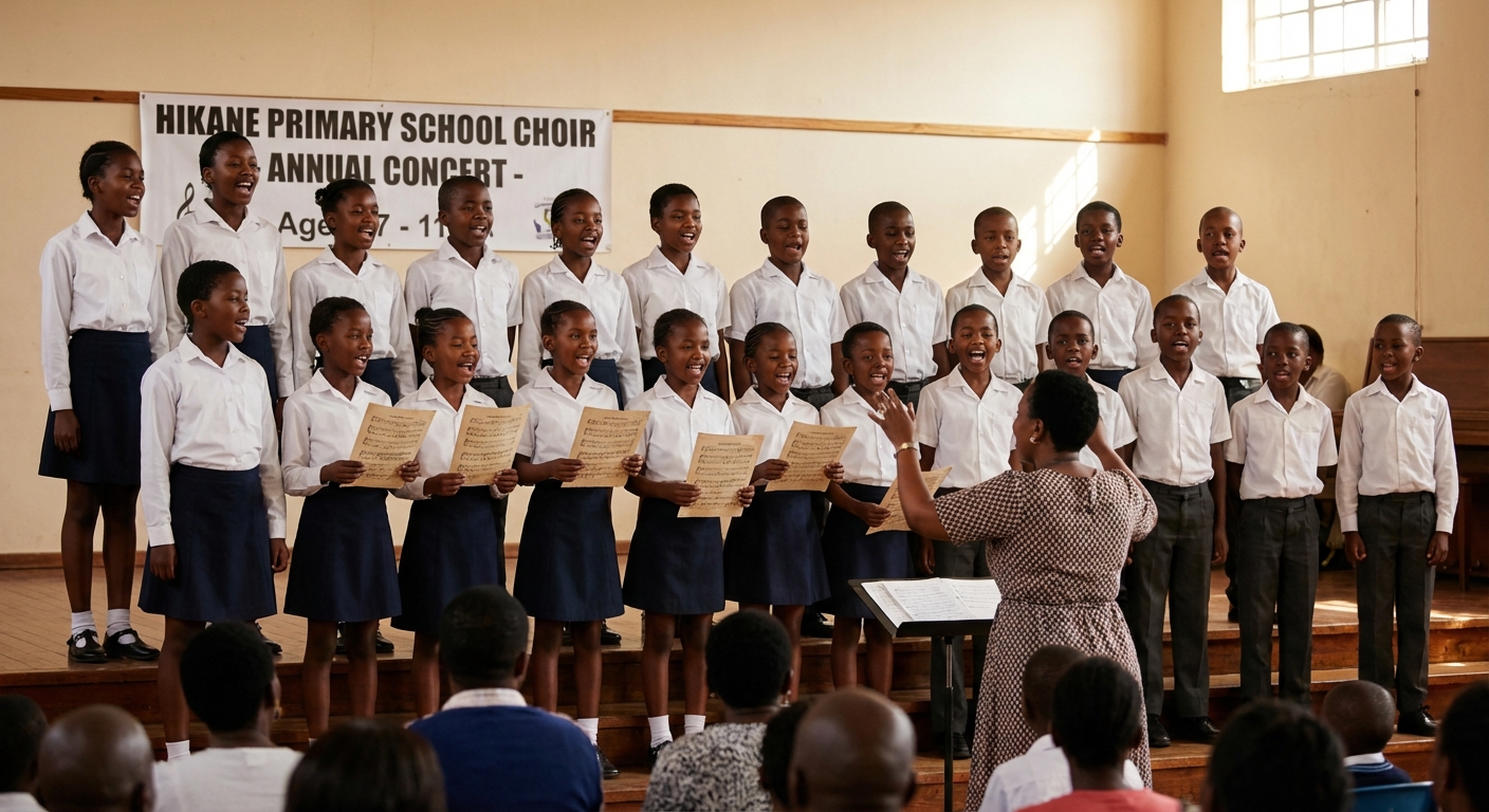 School choir performing at Hikane Primary School