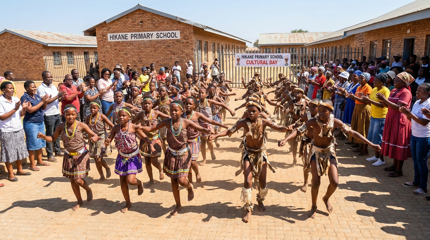 Traditional dance performance at Hikane Primary School