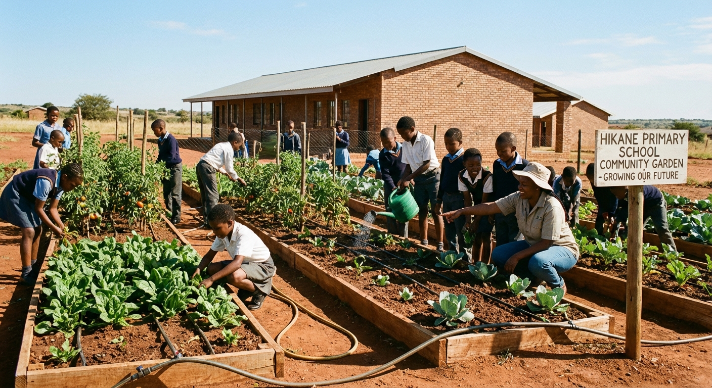 School vegetable garden at Hikane Primary School