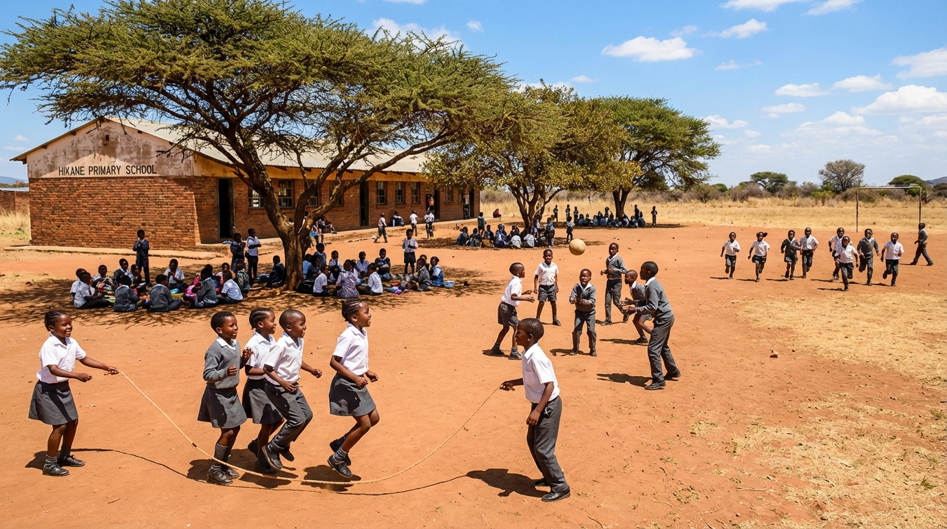 Learners enjoying outdoor activities at Hikane Primary School