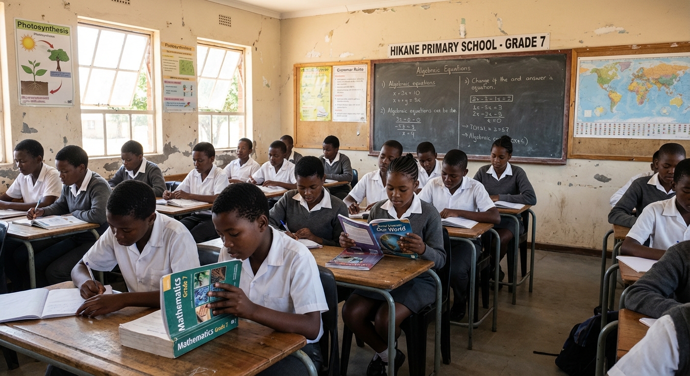 Grade 7 learners studying at Hikane Primary School